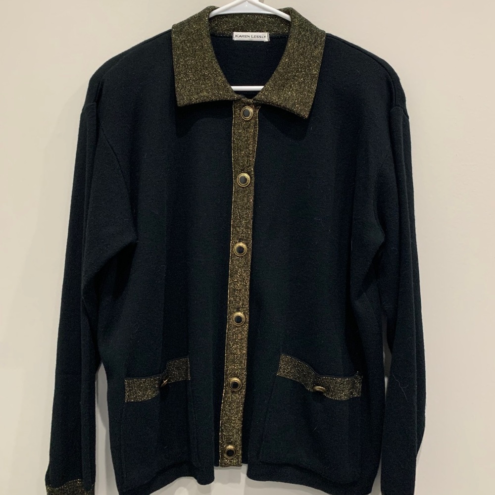 Vintage Karen Lessly Cardigan with Shoulder Pads ✨